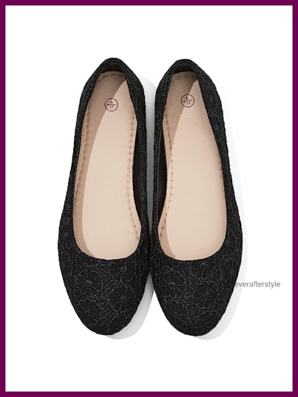 Womens Lace Mesh Ballet Flats Memory Foam Slip On Dressy Comfort Shoes